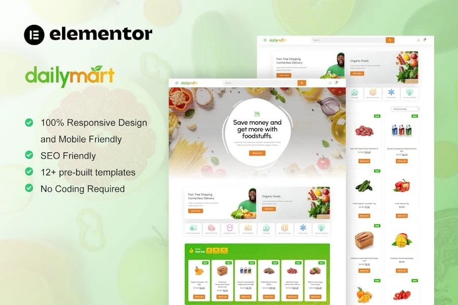 DailyMart - Template Kit Elementor para supermercados