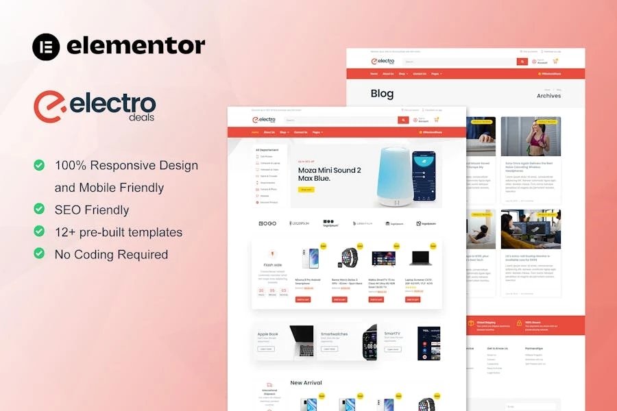 ElectroDeals - Template Kit Elementor de Woocommerce Electrónico Store