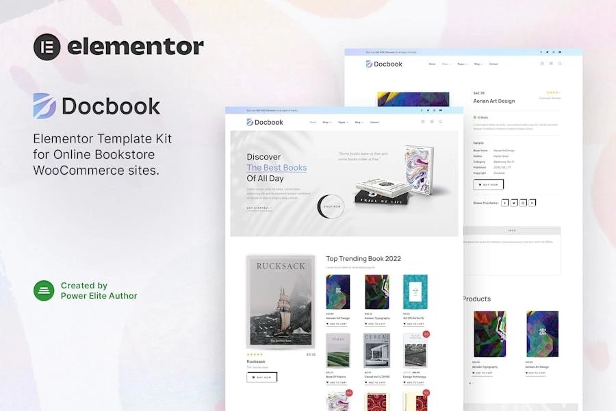 Docbook - Template Kit WooCommerce Elementor para librería en línea