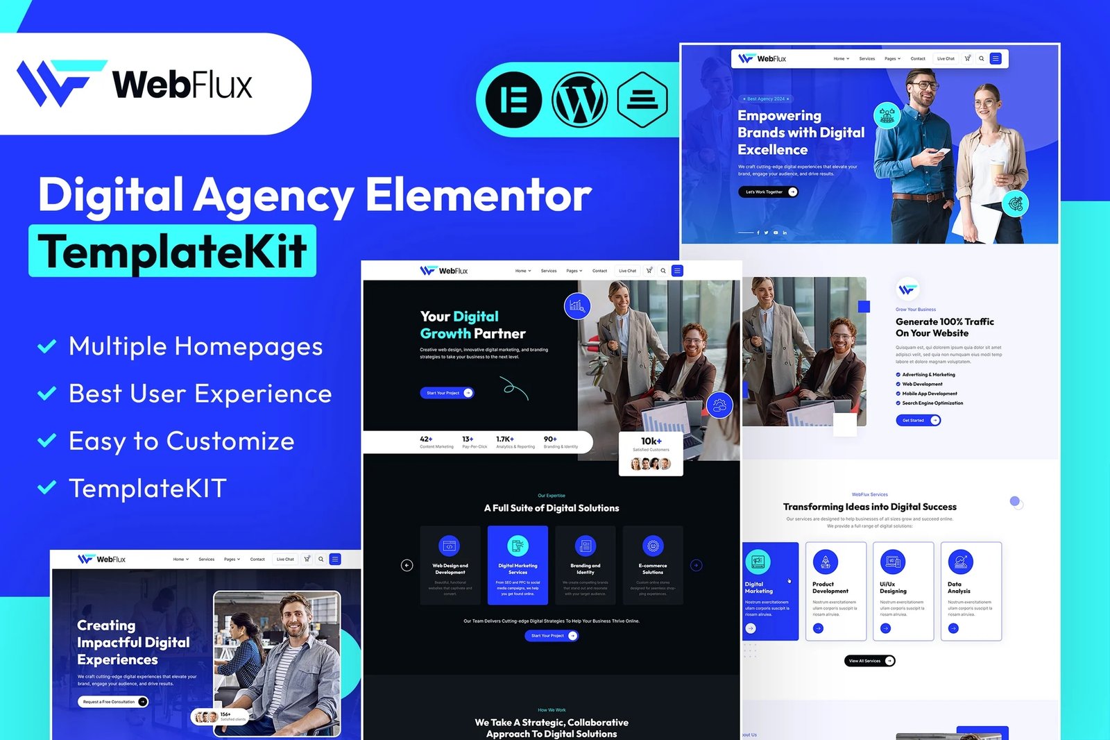 WebFlux - Kit de plantillas Elementor para agencias digitales