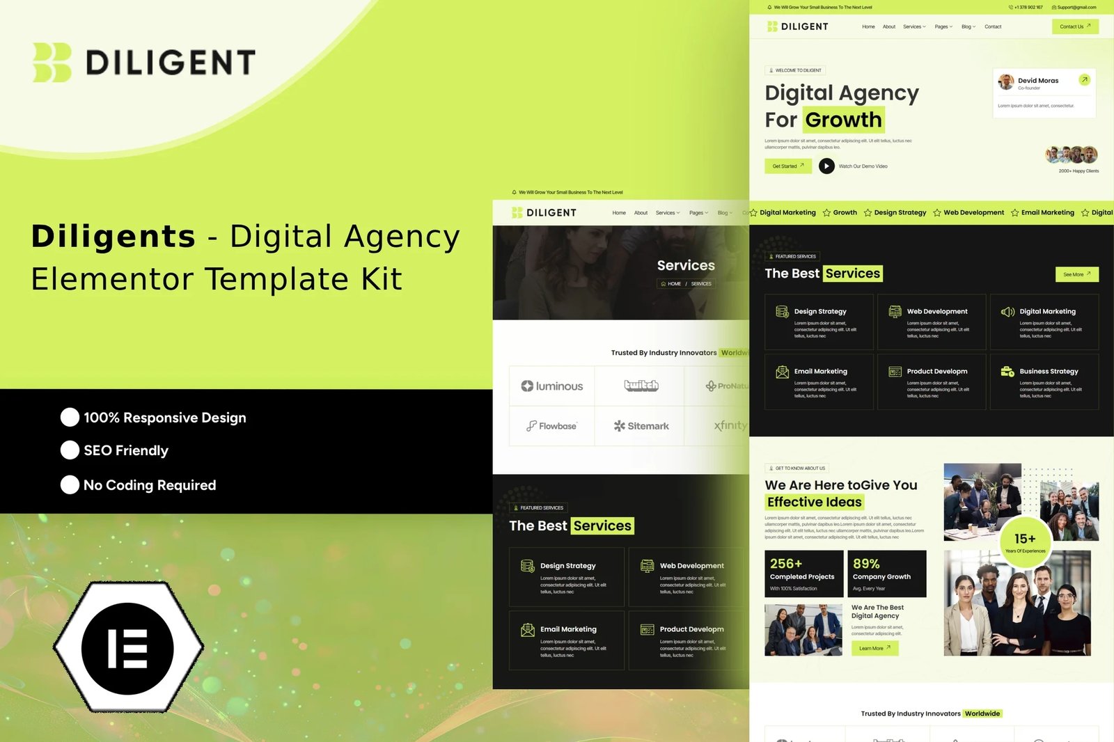 Diligent - Kit de Plantillas Elementor para Agencia Creativa y Porfolio