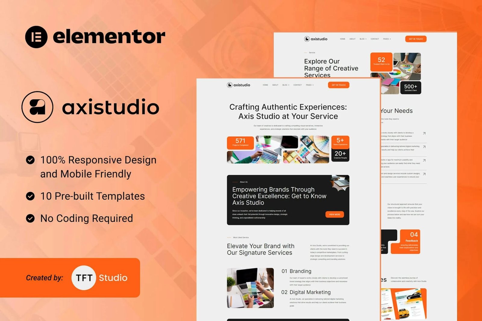 Axistudio - Kit de plantillas Elementor para Branding Creative Studio