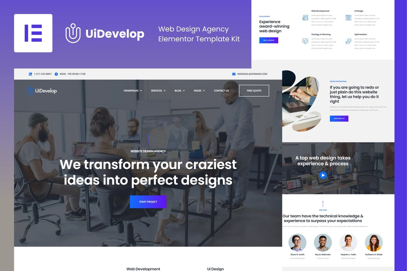 UIDreop - Kit de plantillas Elementor Pro para la Agencia de Diseño Web