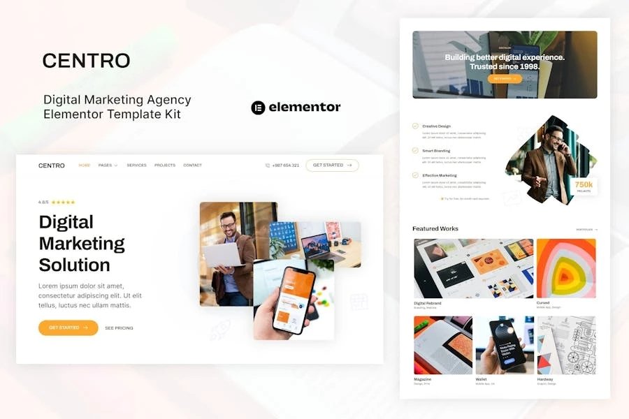 Centro - Template Kit Elementor para Agencia de marketing digital y Porfolio