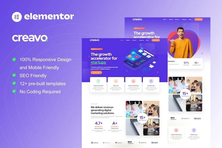 Creavo - Template Kit Elementor para Agencia creativas y marketing digital