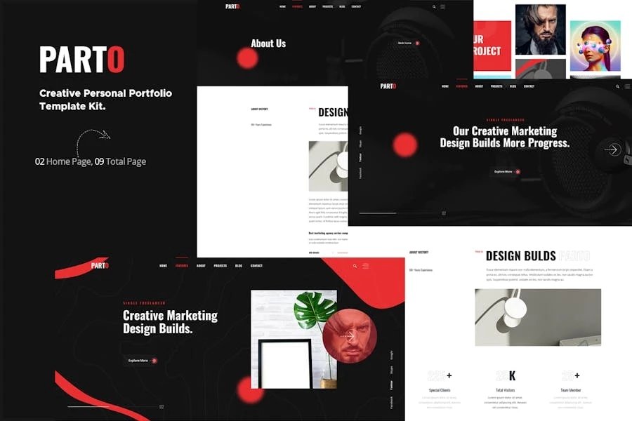 Parto Template Kit Elementor para Porfolio personal creativo