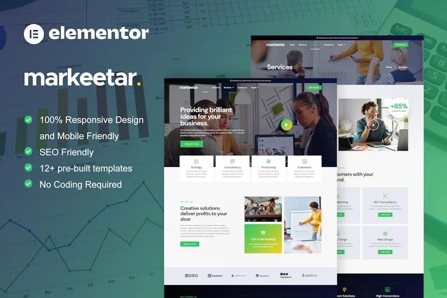 Markeetar - Template Kit Elementor Pro para Agencia de marketing digital