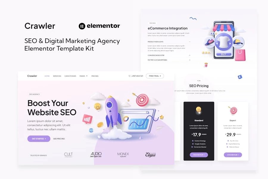 Crawler - Template Kit Elementor para Agencia de SEO y marketing digital