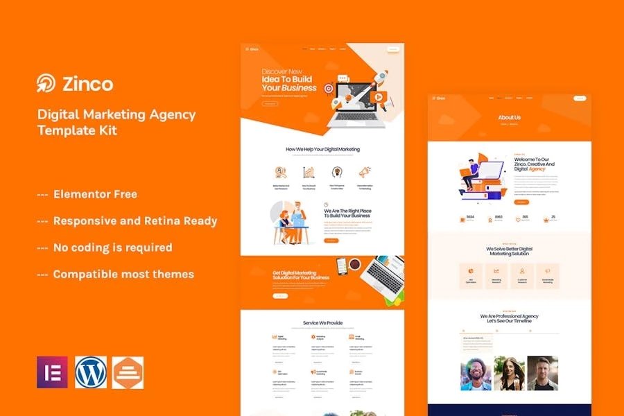 Zinco - Template Kit Elementor para agencia de marketing digital