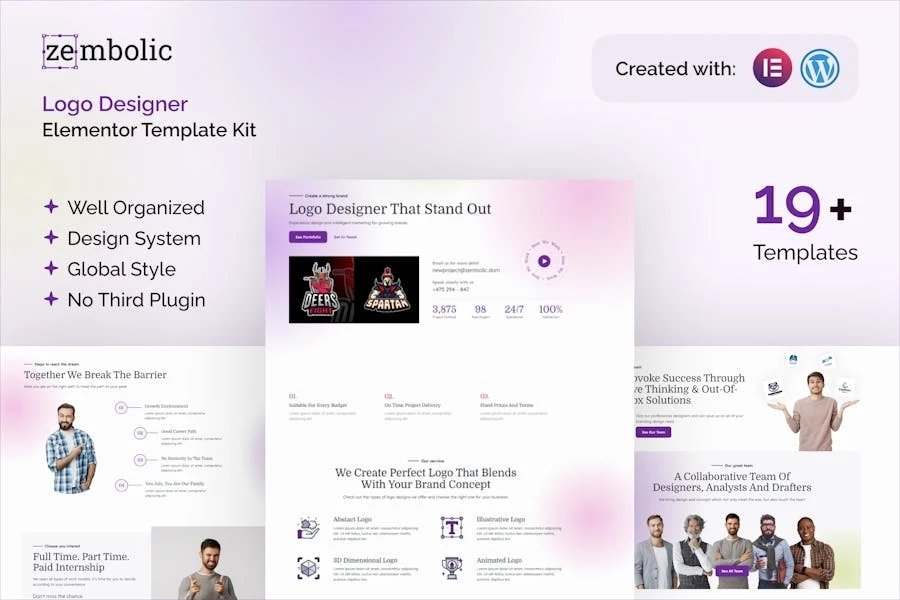 Zembolic - Template Kit Elementor para agencia de diseño de marca