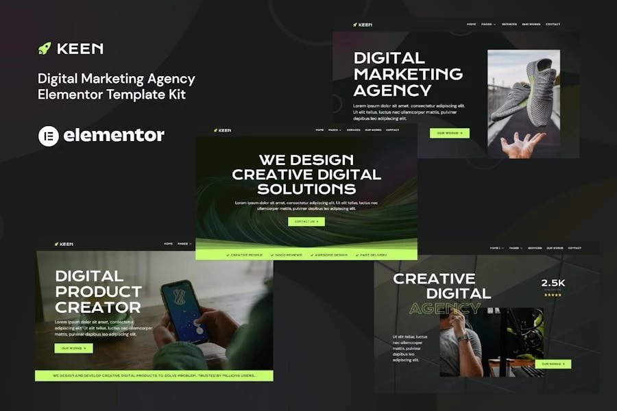 Template Kit Elementor de Keen - Dark Digital Marketing Agencia