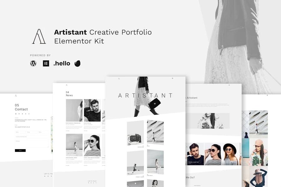 Artistant - Template Kit Elementor para Porfolio de fotografía creativa