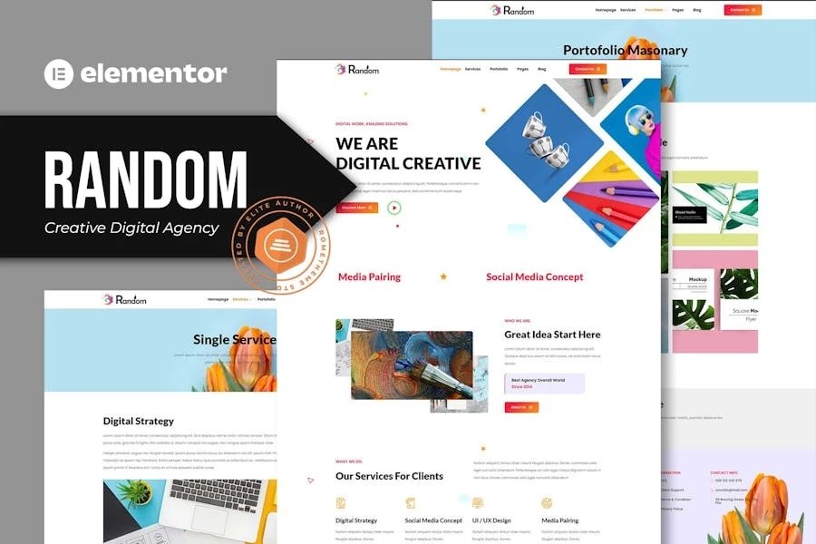 Random - Template Kit Elementor para Agencia digitales creativas