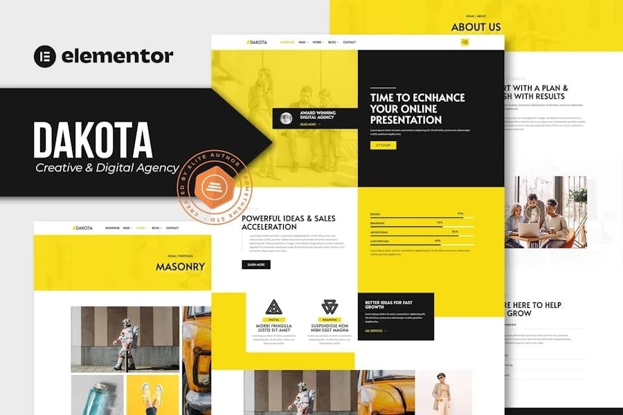 Dakota - Template Kit Elementor para agencia creativa y digital