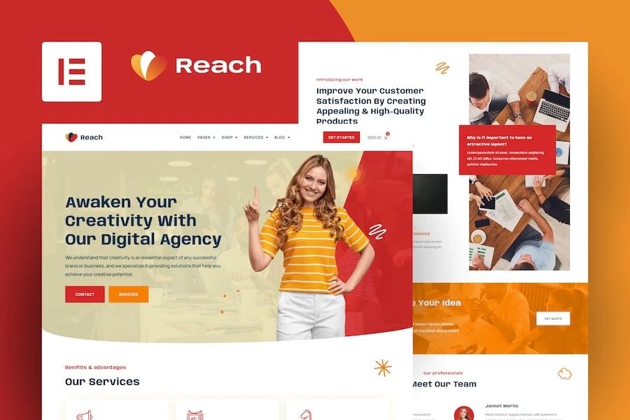 Reach - Template Kit de Elementor creativo y agencia digital