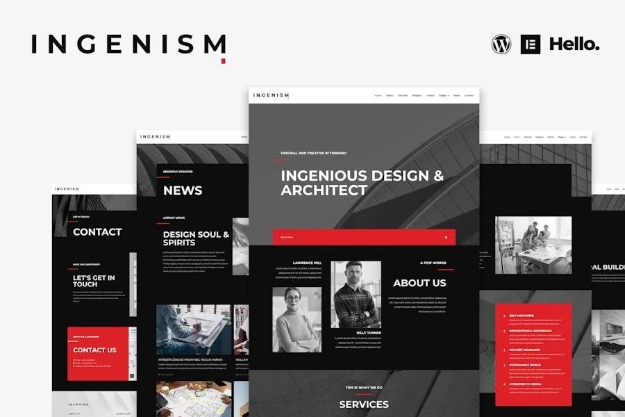 INGENISM - Template Kit Elementor para agencia de diseño arquitectónico