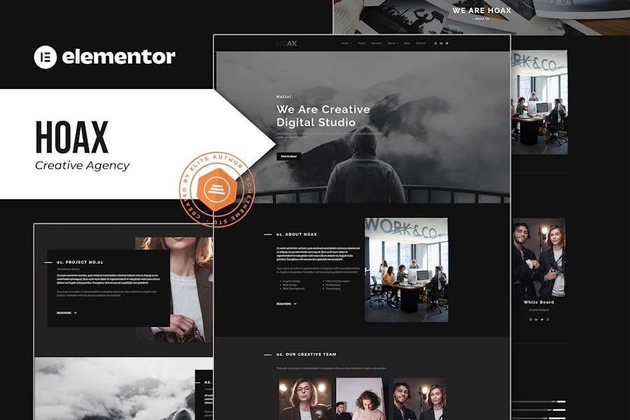 Hoax - Template Kit Elementor para agencia creativa