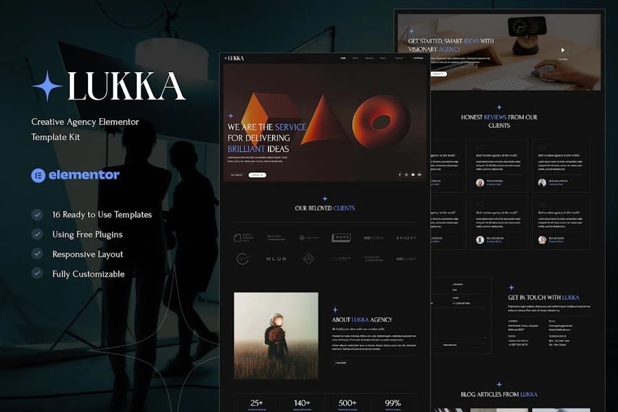 Lukka - Kit de plantillas Elementor para agencias creativas