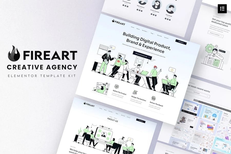Fireart - Template Kit Elementor para Agencia creativas