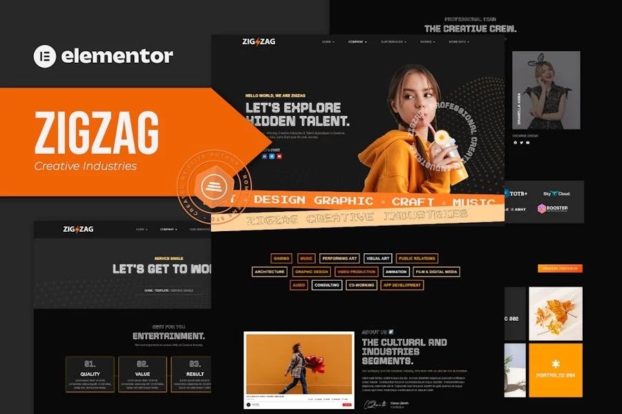 Zigzag - Template Kit Elementor para industrias creativas