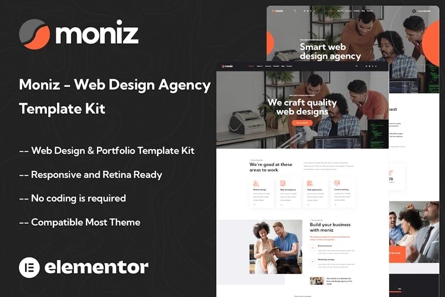 Moniz - Template Kit Elementor para Agencia de diseño web