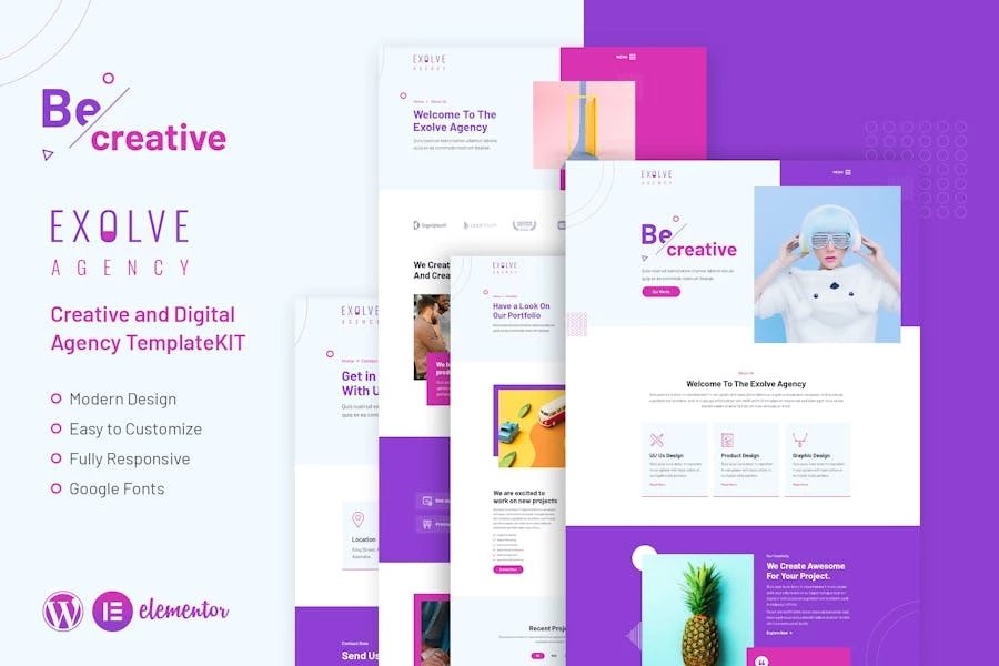 Exolve Template Kit de Elementor para Porfolio creativo