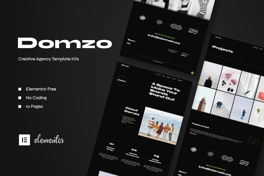 Domzo - Template Kit de Elementor de agencia creativa