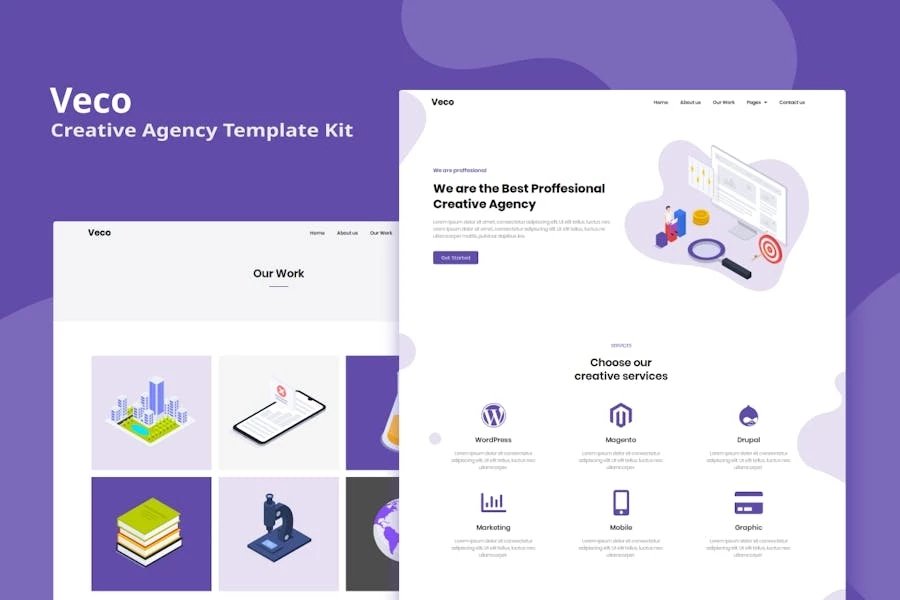 Veco - Kit de plantillas Elementor para agencias creativas