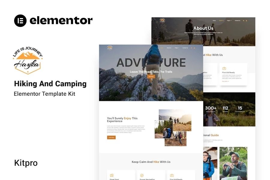 Hayka - Template Kit Elementor para senderismo y acampada