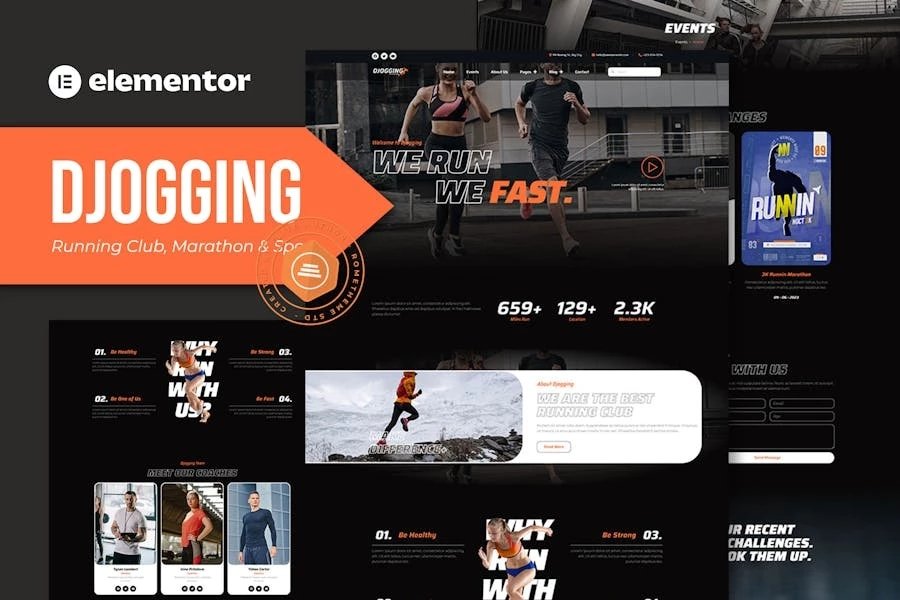 Djogging - Template Kit Elementor Pro para clubes de atletismo, maratón y deporte