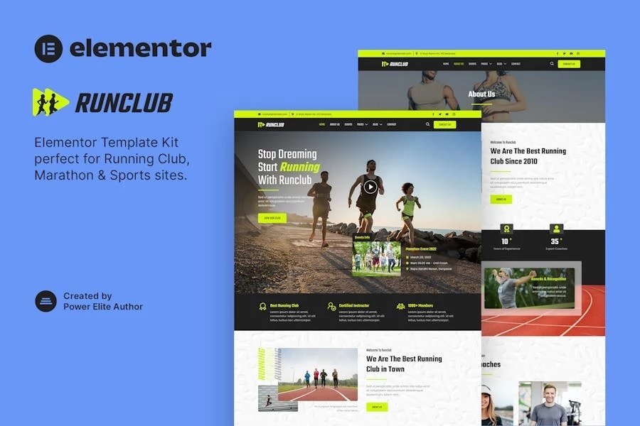 Runclub - Template Kit de Runclub, maratón y deportes Elementor