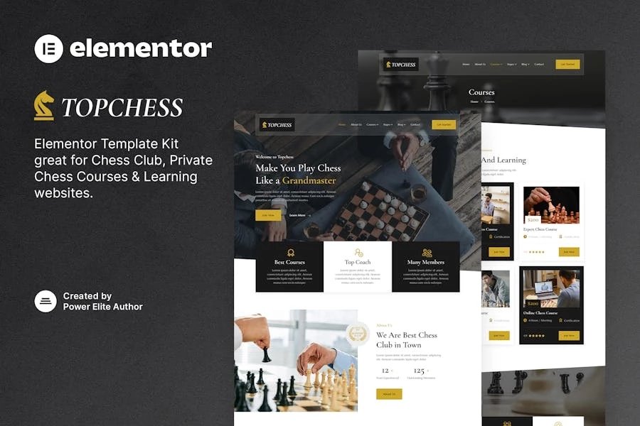 Topchess - Template Kit Elementor para cursos de clubes de ajedrez y entrenamiento