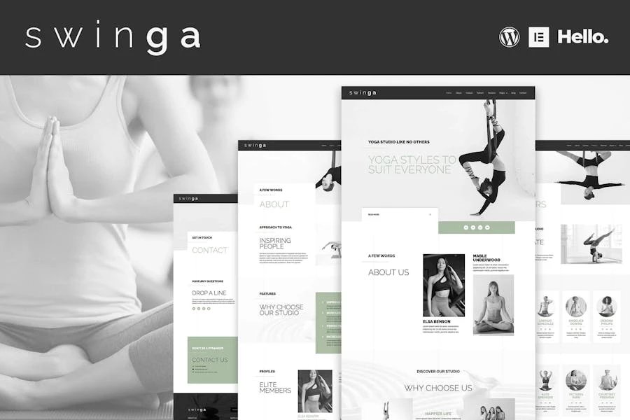 Swinga - Template Kit Elementor para el estudio de fitness y entrenador de yoga