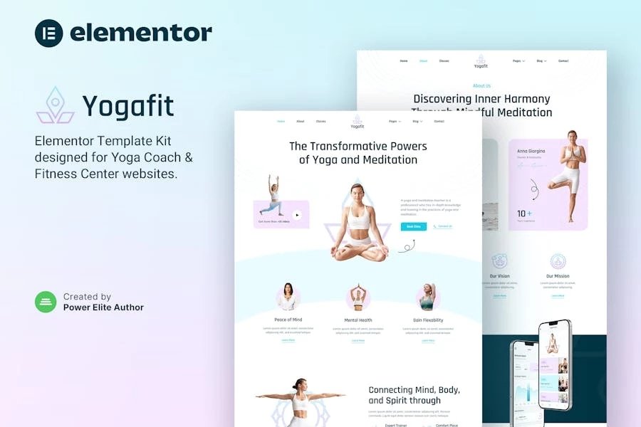 Yogafit Template Kit Elementor para profesores de yoga y meditación