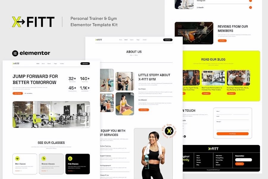 X-Fitt - Template Kit Elementor para gimnasio y entrenador personal