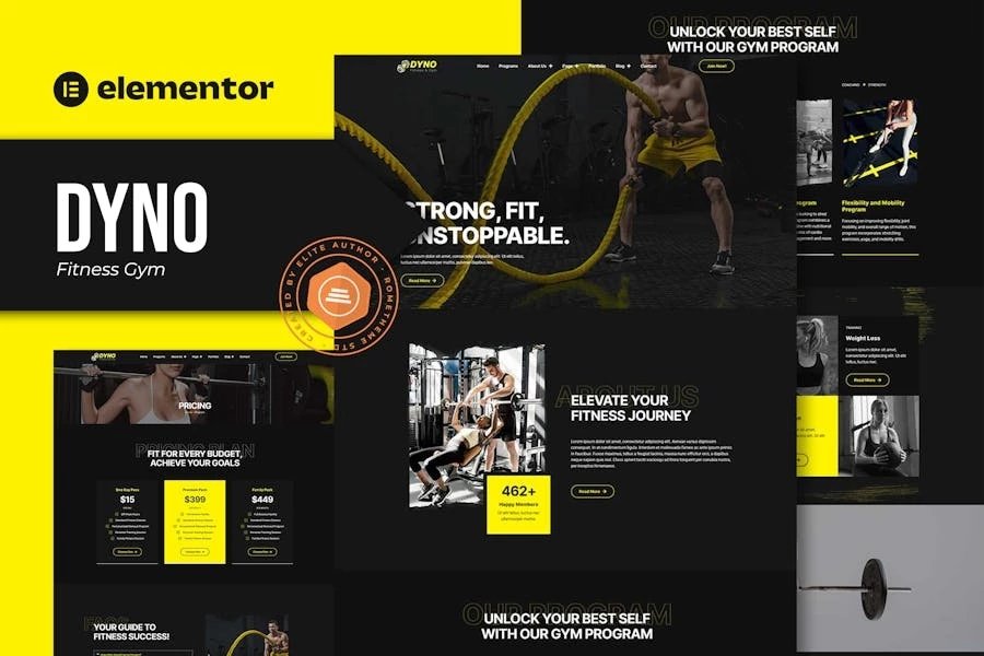 Dyno - Template Kit Elementor Pro para gimnasio
