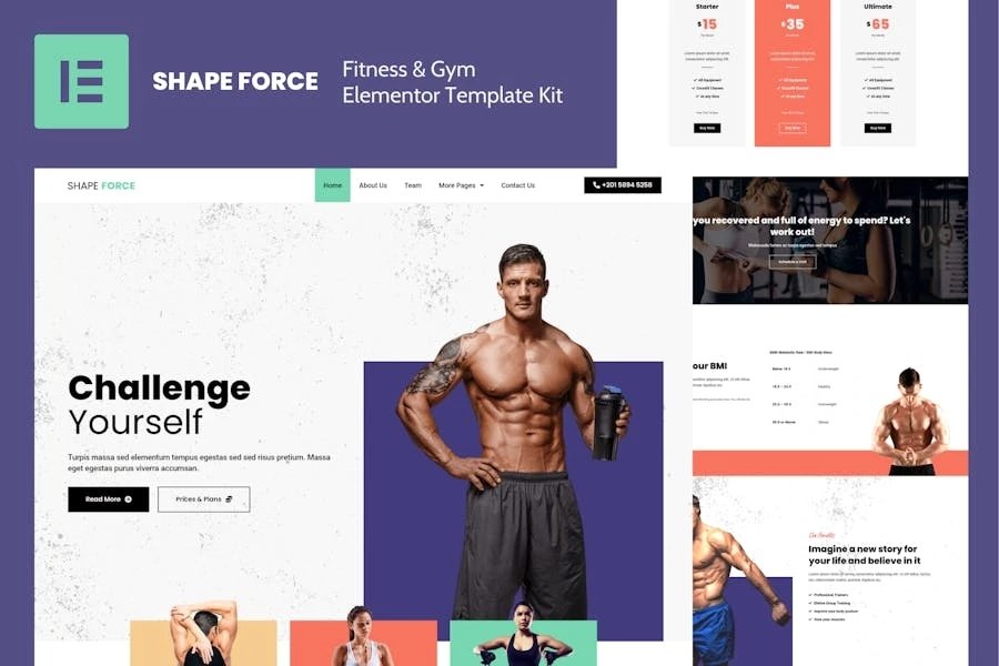 Shape Force - Template Kit Elementor de fitness y gimnasio
