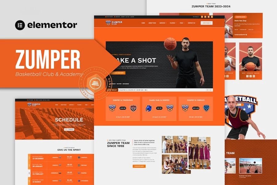 Zumper - Template Kit Elementor para clubes y academias de baloncesto