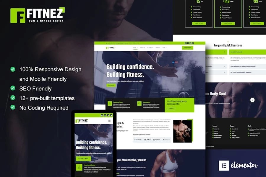 Fitnez - Kit de plantillas Elementor para fitness y gimnasio