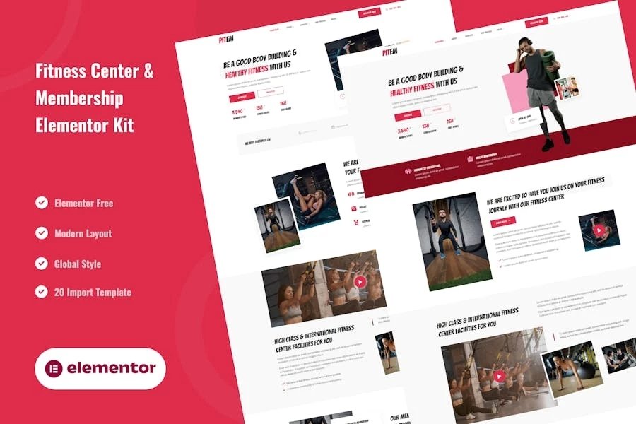 Pitem - Template Kit Elementor para centros de fitness y membresía