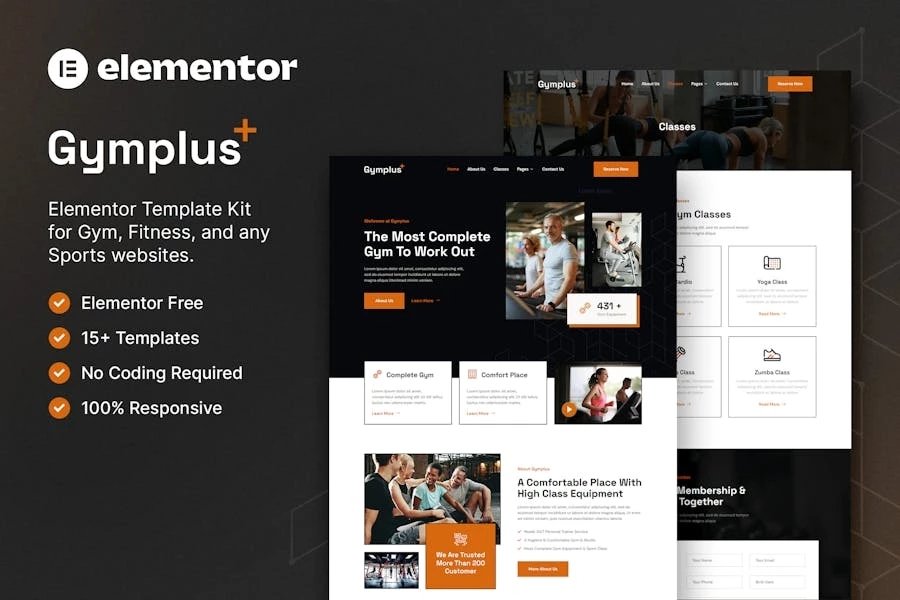 Gymplus - Template Kit Elementor para gimnasio y fitness