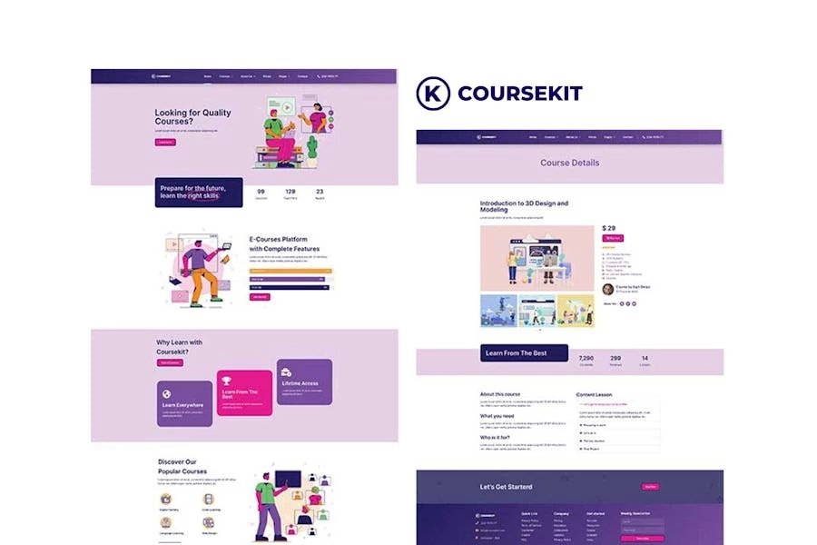 CourseKit - Kit de plantillas Elementor de aprendizaje electrónico en línea