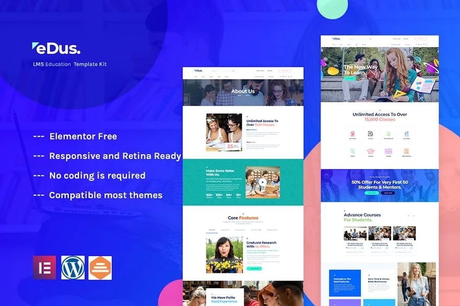 Edus - Template Kit Elementor para educación en línea