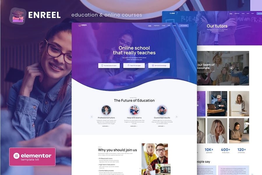 Enreel - Template Kit Elementor para educación y cursos en línea