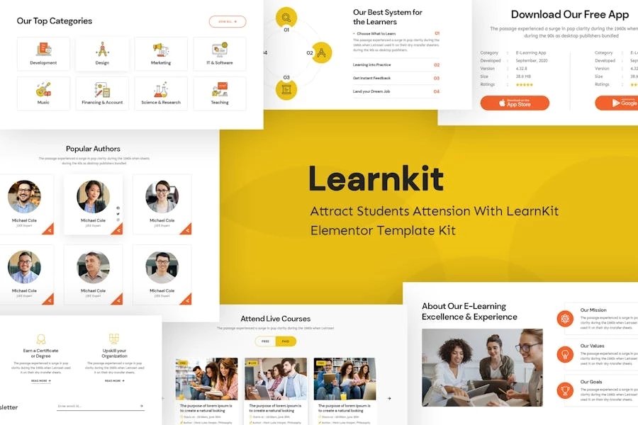 LearnKit - Template Kit Elementor para aprendizaje electrónico