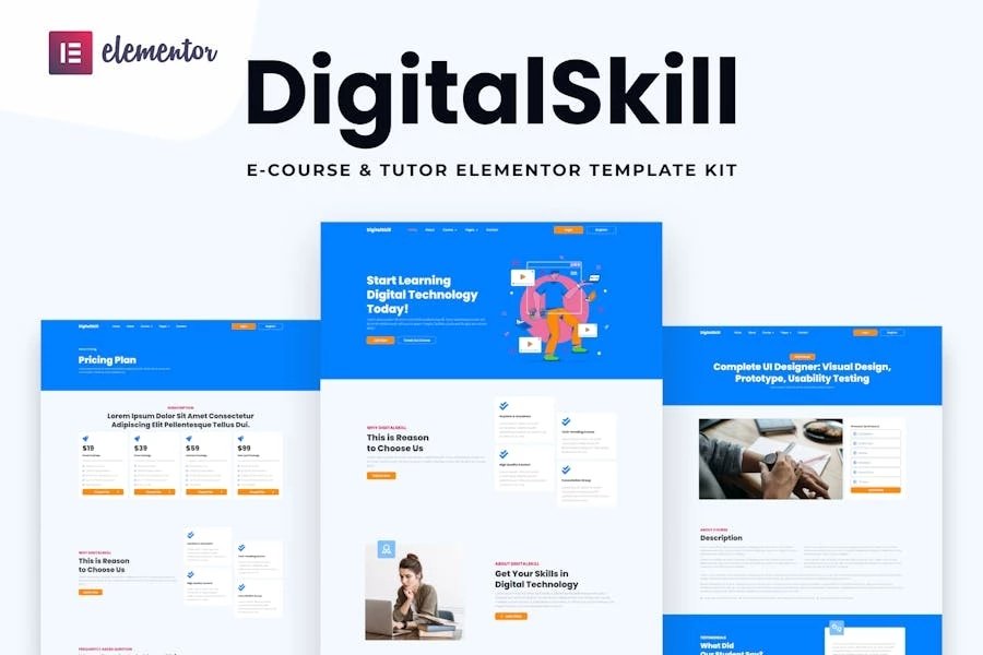 DigitalSkill - Curso electrónico y tutoriales en línea Template Kit Elementor Pro