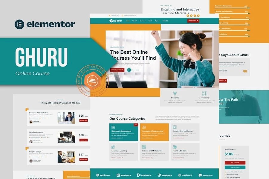 Ghuru - Template Kit Elementor para cursos y educación en línea