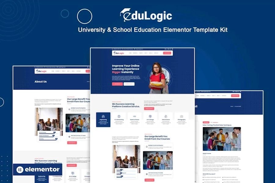 Edulogic - Kit de plantillas Elementor para educación universitaria y escolar