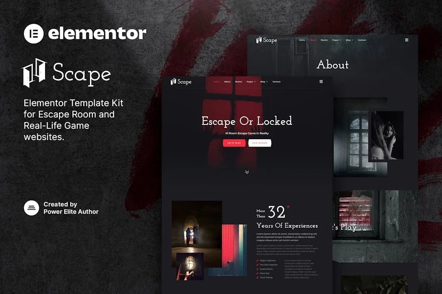Scape - Juego de Template Kit Elementor para juego de escape de la vida real