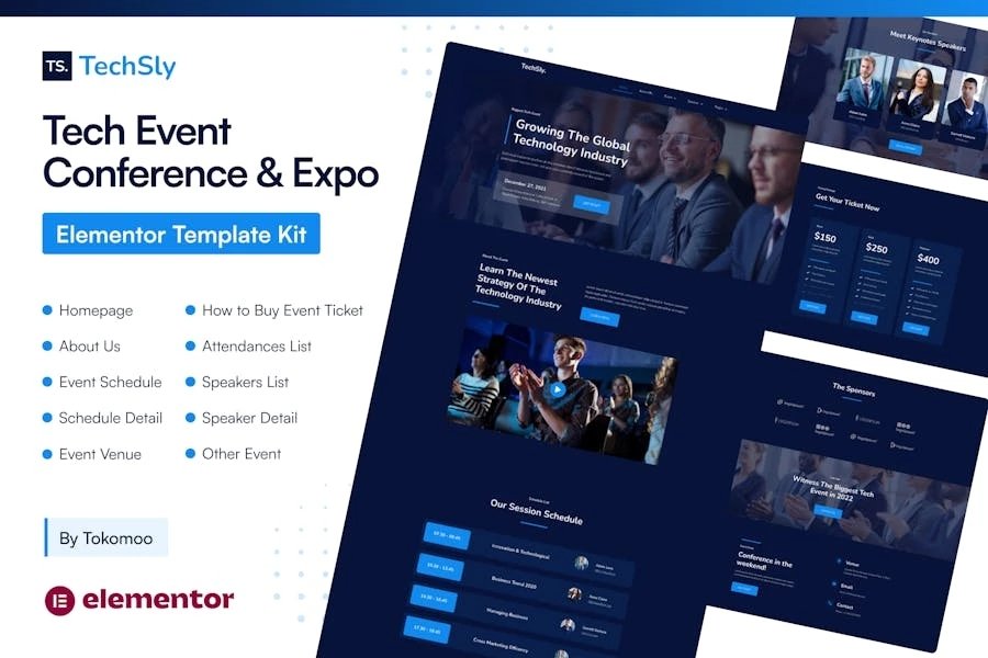 TechSly - Template Kit Elementor Pro para conferencias y exposiciones tecnológicas